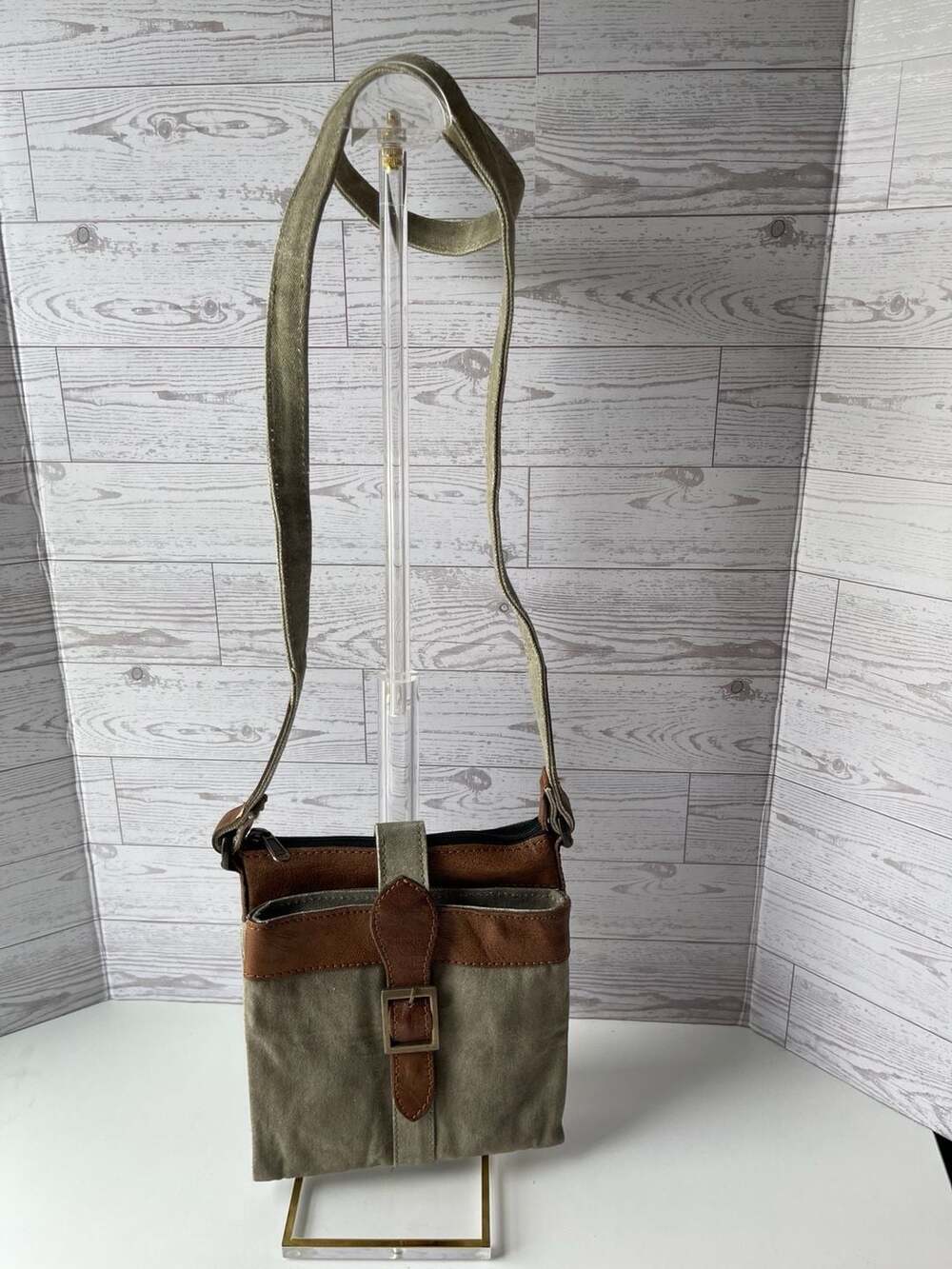 Mona B Intermix Convertible Up-cycled Canvas and Leather Crossbody Bag